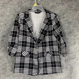 Sabrina's Blazer Jacket Large Women's Plaid 1 Button Polyester